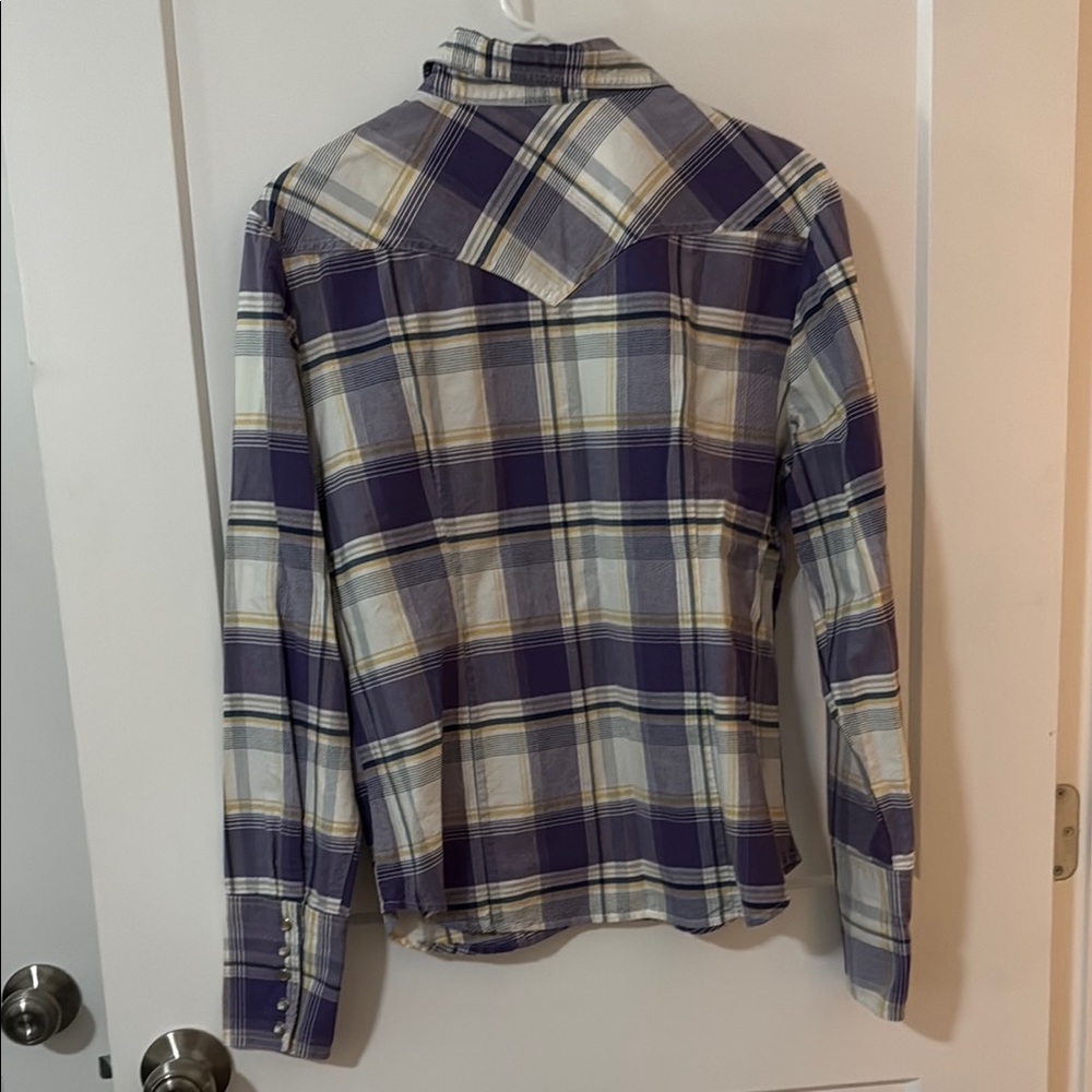 Roper Women's Western Snap Button Purple Plaid Shirt Size L - Picture 6 of 7